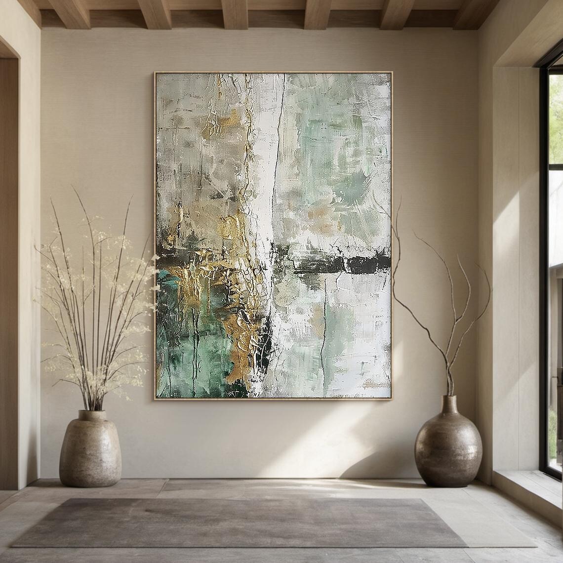 Green Abstract Oil Painting Modern Wall Art Print