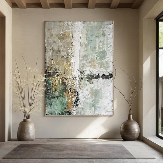 Green Abstract Oil Painting Modern Wall Art Print