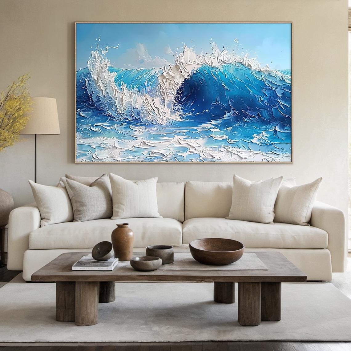 Blue Raging Ocean Waves Abstract Art Print - Image 3