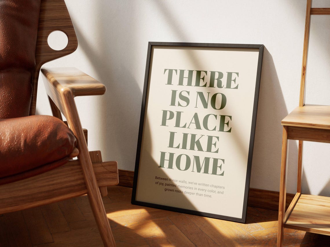 There Is No Place Like Home Sage Green Serif Housewarming Quote Poster - Image 2