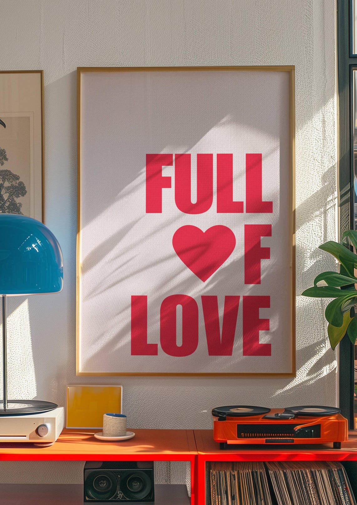 Full Of Love Pink Heart Typography Bold Romantic Wall Quote Poster - Image 2