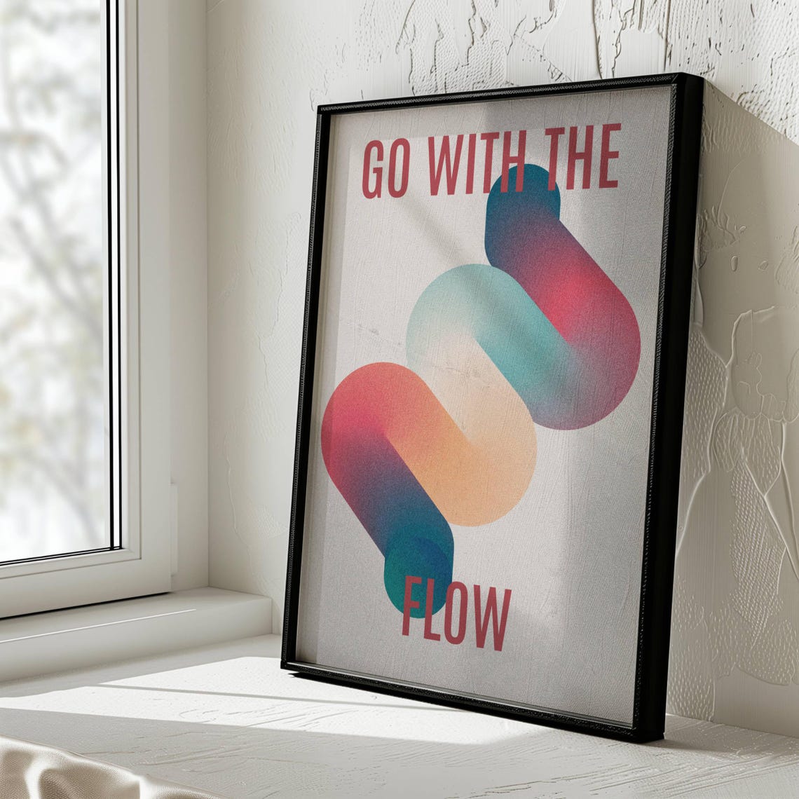 Go With The Flow Colorful Gradient Abstract Waves Motivational Poster - Image 3