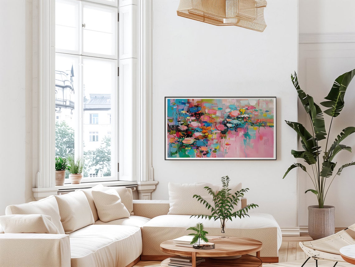 Colorful Floral Impasto Bloom Vibrant Abstract Oil Painting Wall Art - Image 5