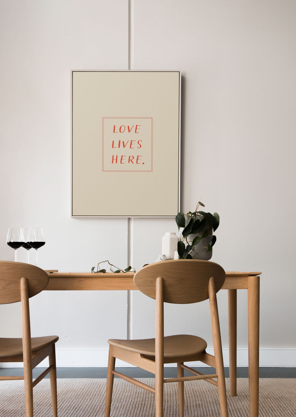 Love Lives Here Minimalist Beige Home Quote Decor Poster Gift - Image 3
