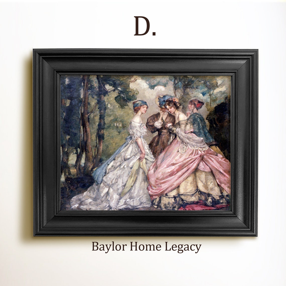 Framed Portrait Of Women Oil Painting Print On Framed Ladies In Fancy Dresses Vintage Painting Female Portrait Wall Art - Image 2