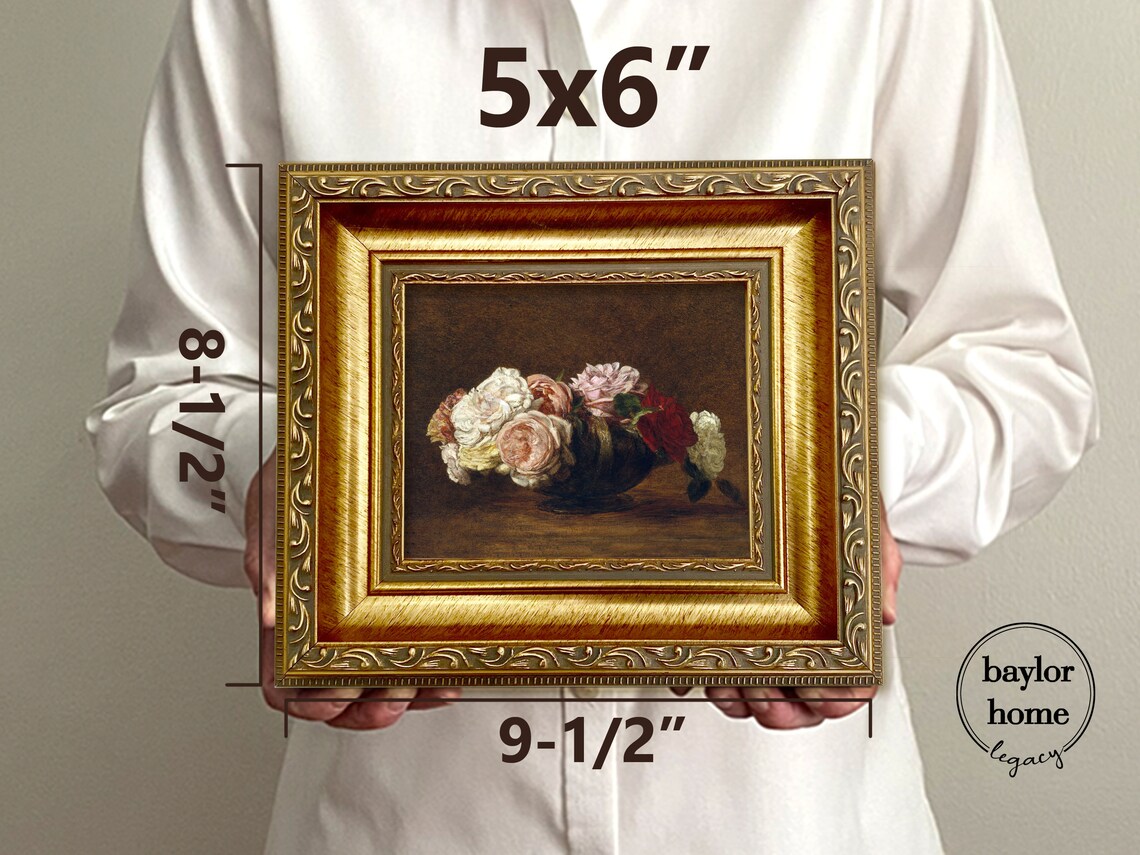 Roses In A Bowl Oil Painting, Still Life Art Print - Image 5