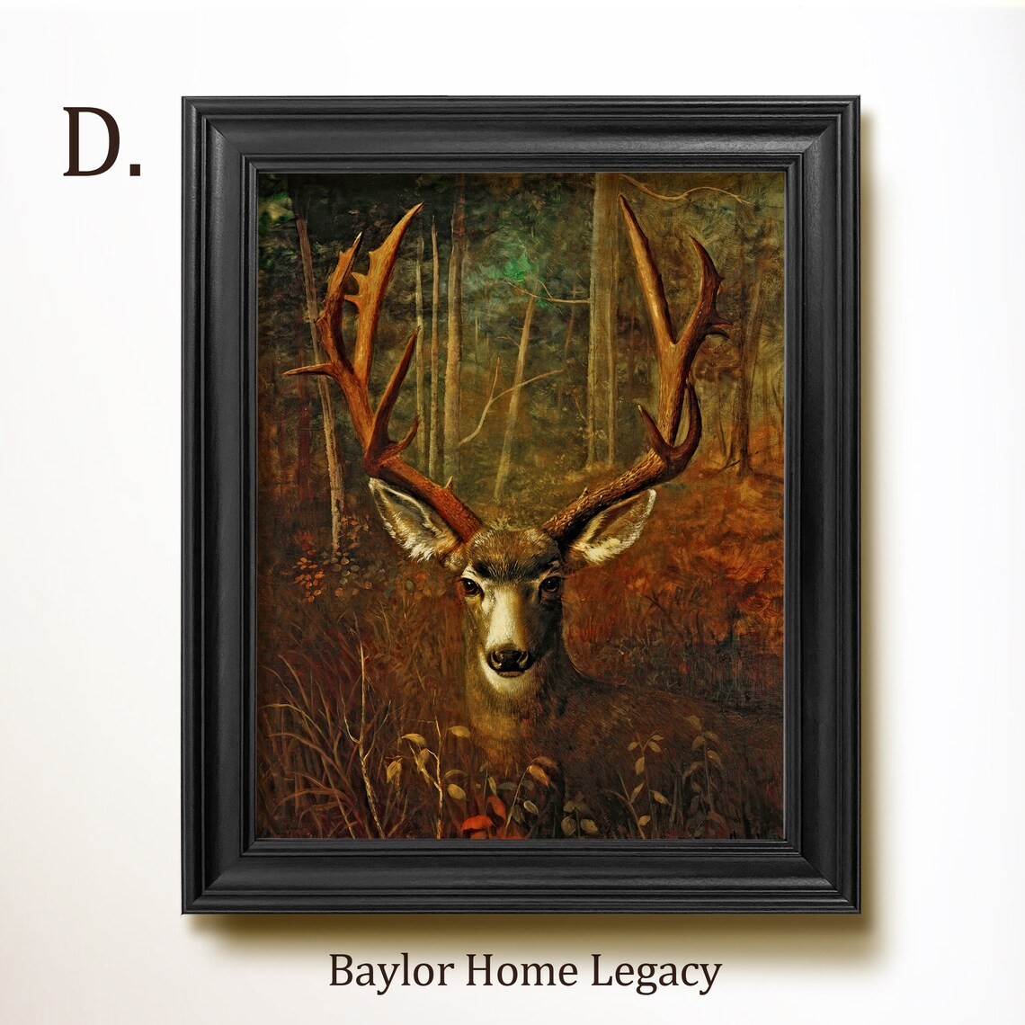 Vintage Deer Oil Painting Poster, Wildlife Decor - Image 2