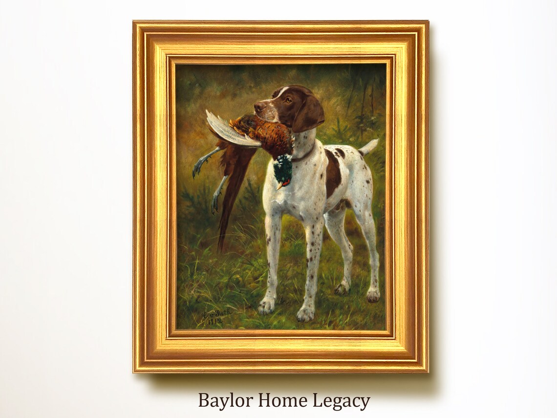 English Springer Spaniel With Pheasant, Vintage Dog Art Print