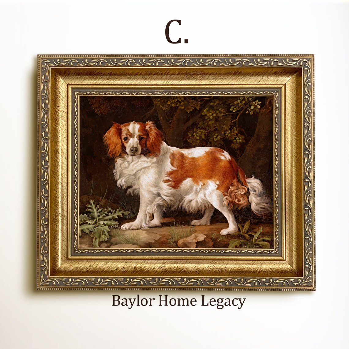 Cavalier King Charles Spaniel Vintage Oil Painting Art Print - Image 3