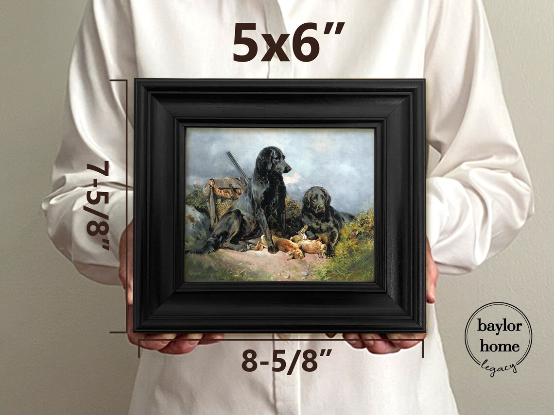 Pair Of Black Gun Dogs With Game Hunting Vintage Oil Painting Poster - Image 5