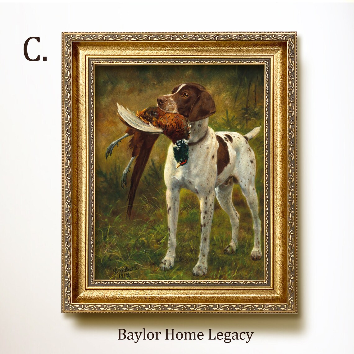 English Springer Spaniel With Pheasant, Vintage Dog Art Print - Image 3