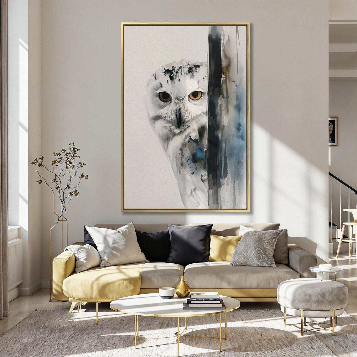 Snowy Owl Minimalist Bird Art Print, Modern Decor - Image 3
