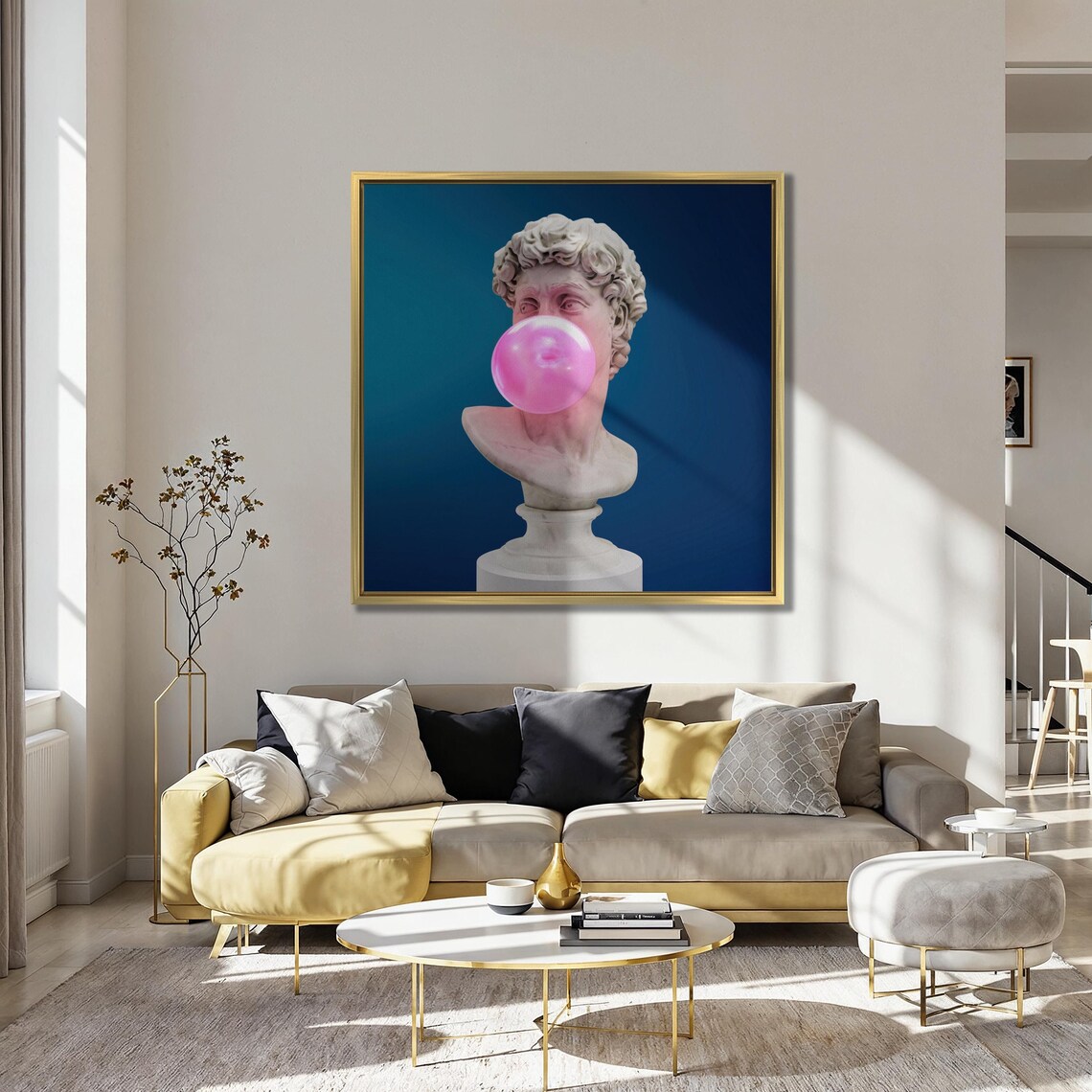 Bust Sculpture Blowing Bubble Gum, Pop Art Poster - Image 3