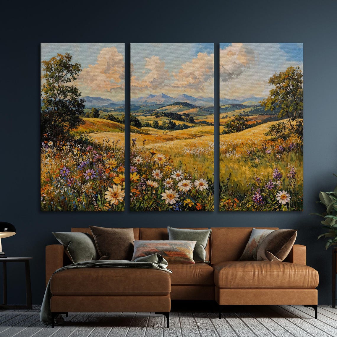 Summer Wildflower Meadow with Golden Hills Painting Art Poster - Image 6