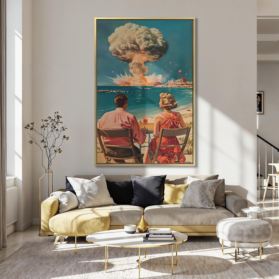 Couple at Atomic Blast, Retro Surreal Art Print - Image 2