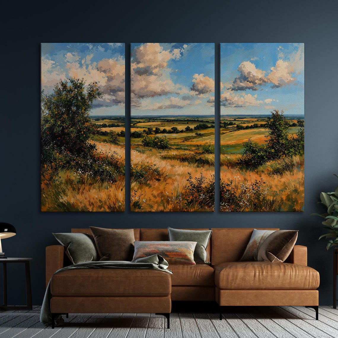 Open Country Fields of Golden Grass Beneath a Cloudy Sky Poster - Image 6