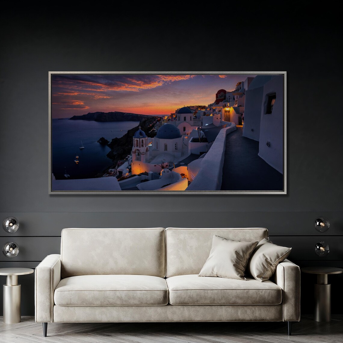Santorini During Dusk Travel Poster, Greece Landscape - Image 2