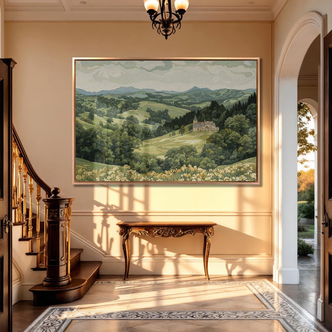 Serene Mountain Landscape With A Castle Framed Print Extra Large Countryside Wall Art Nature Scenery Wall Decor Ready To Hang - Image 5