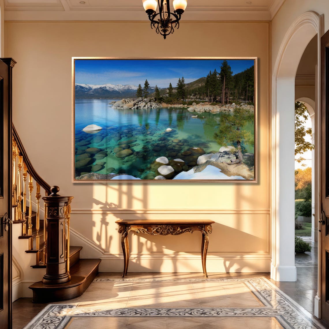 Crystal Clear Lake Tahoe With Granite Boulders And Snowy Peaks Poster - Image 2