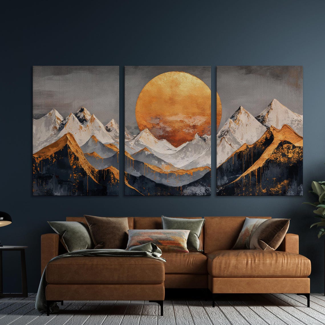 Radiant Golden Sun Above Snow Capped Mountain Peaks Landscape Poster - Image 5