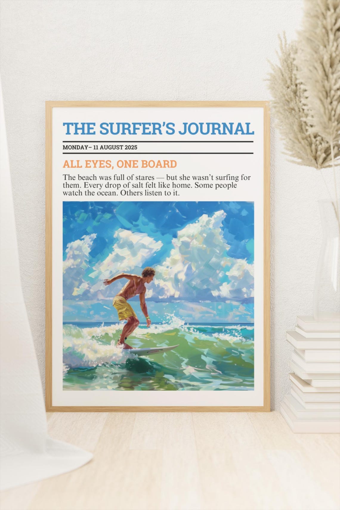 The Surfer's Journal Newspaper Style Wave Rider Art Print 2025