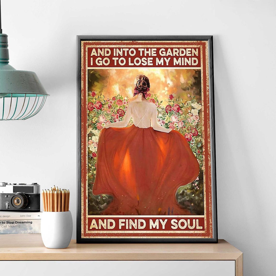 Floral Garden Girl Art Into The Garden To Lose My Mind Find My Soul Unframed Poster Gardener Girl Room Decoration Gardening Wall Hanging - Image 2
