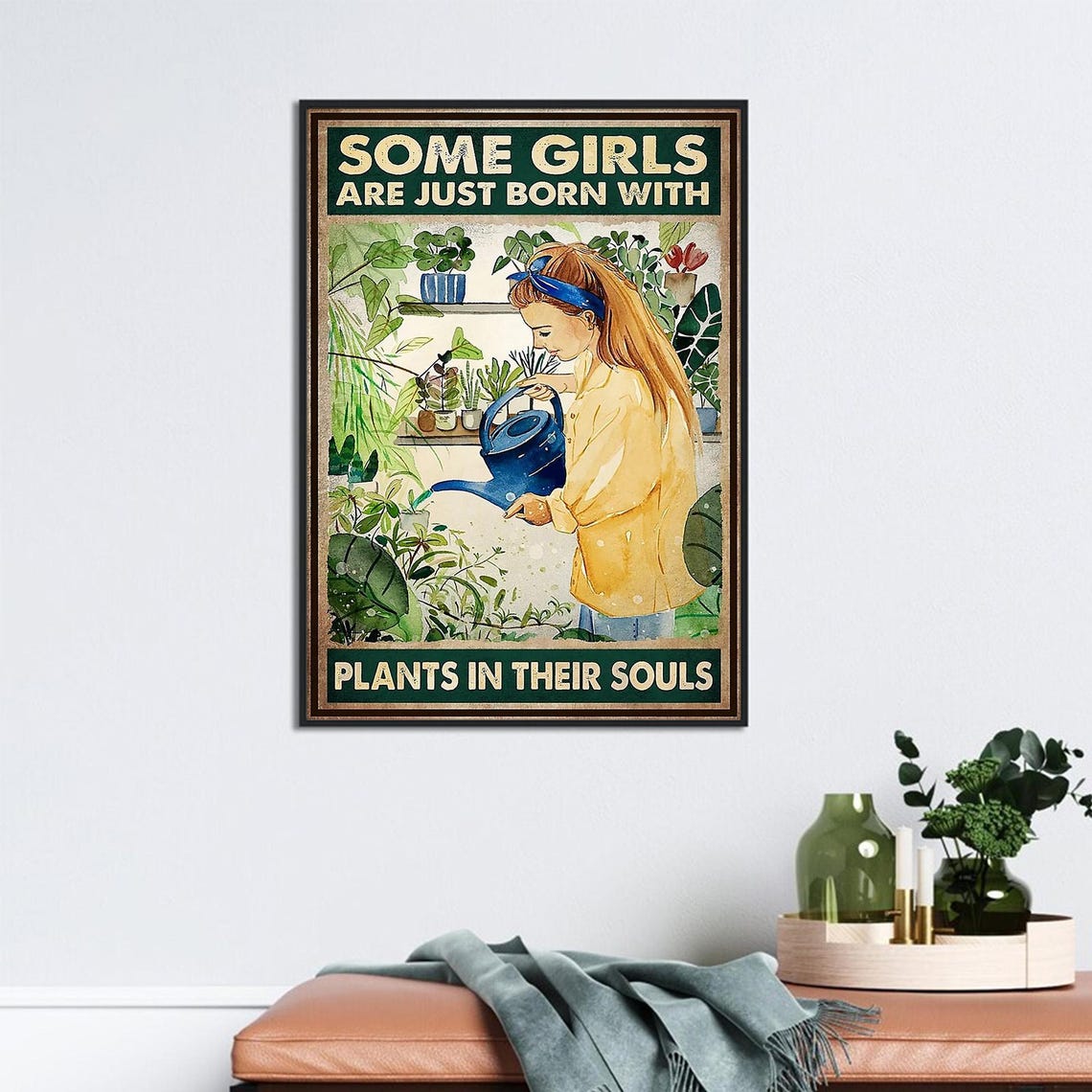 Gardening Girl Art Print Some Girl Are Just Born With Plant Unframed Poster Gardener Girl Room Decoration Gardening Wall Hanging - Image 2