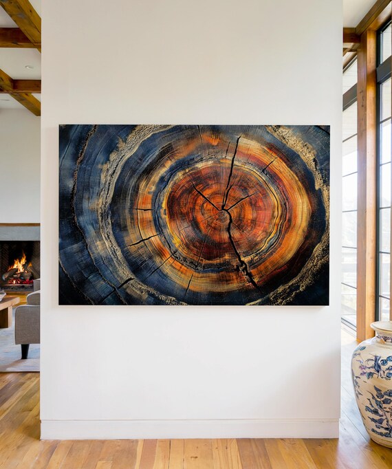 Tree Rings Wall Art Print Modern Cabin Decor Rustic Tree Trunk Art Forest Wall Art Nature Wall Hanging Nature Lover Gift