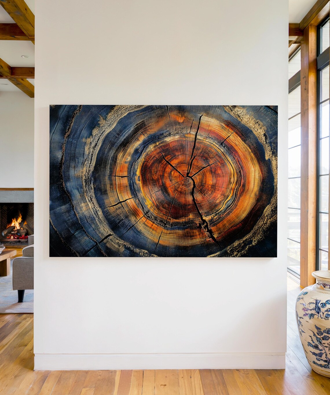 Tree Rings Wall Art Print Modern Cabin Decor Rustic Tree Trunk Art Forest Wall Art Nature Wall Hanging Nature Lover Gift
