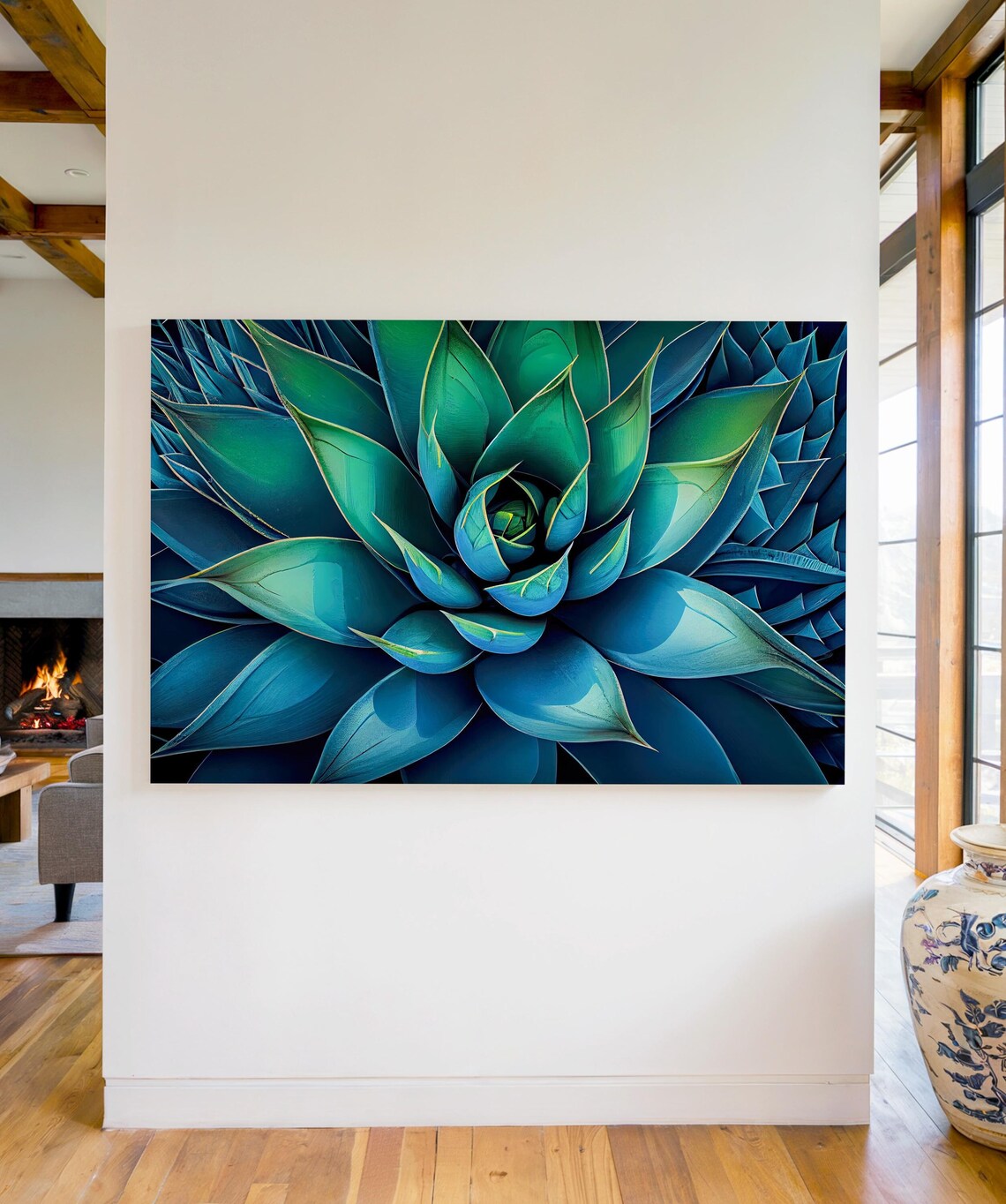 Blue Agave Cactus Art Print, Southwestern Decor