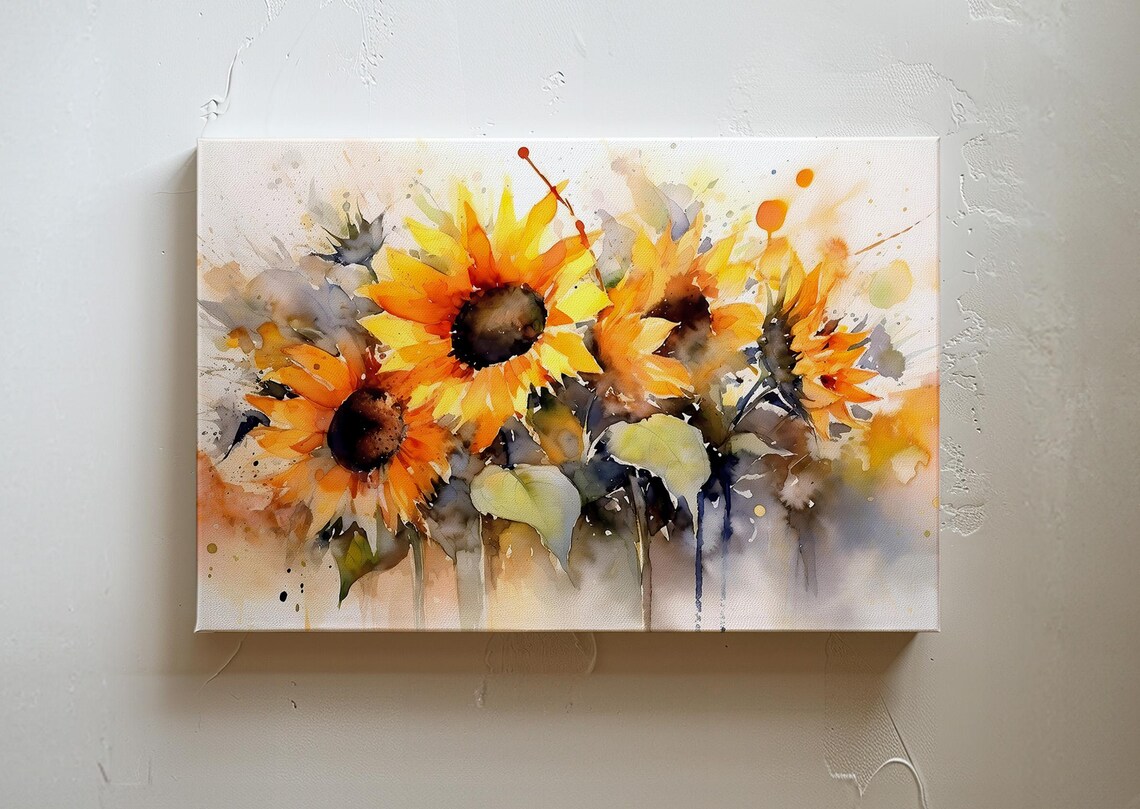 Watercolor Sunflowers Art Print, Floral Decor