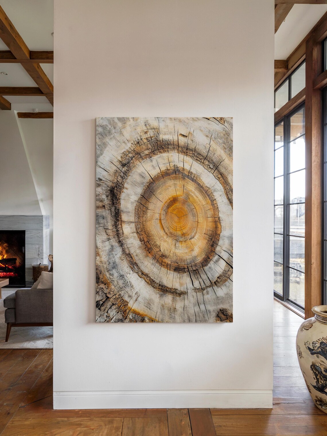 Tree Rings Rustic Cabin Art Print, Forest Decor