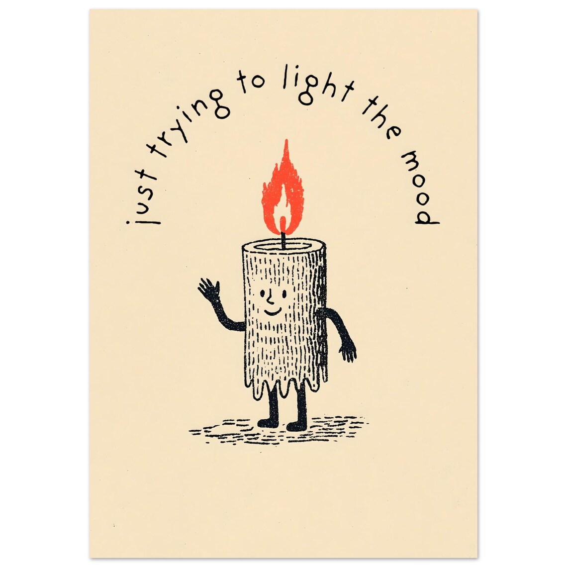 Funny Candle Wall Art Cute Pun Print Quirky With Quote Poster Illustration Decor