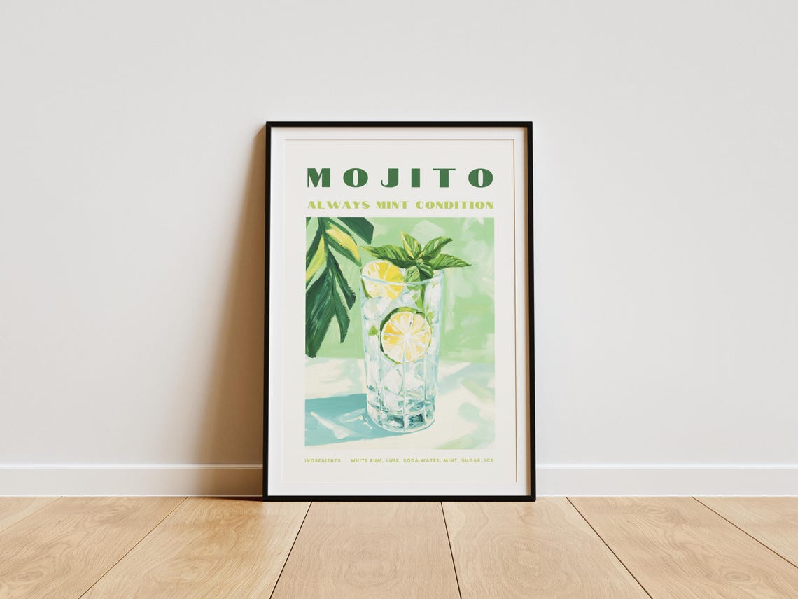 Mojito Always Mint Condition Retro Cocktail Recipe Bar Poster