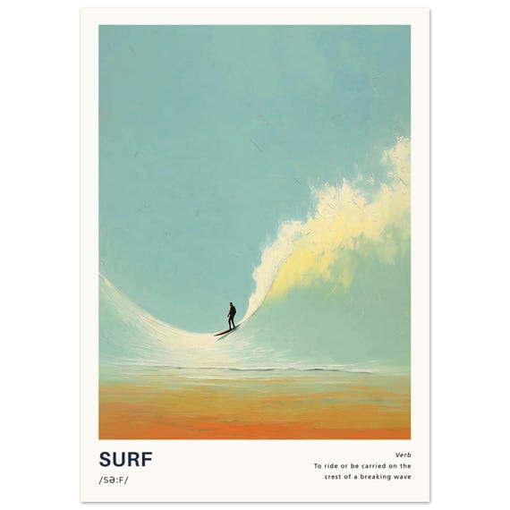 Surf Print Poster, Surfing Beach Waves
