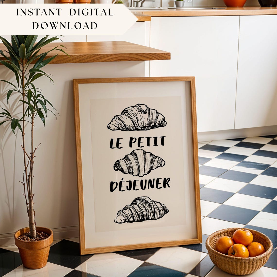 French Kitchen Croissant, Breakfast Bakery Decor Poster