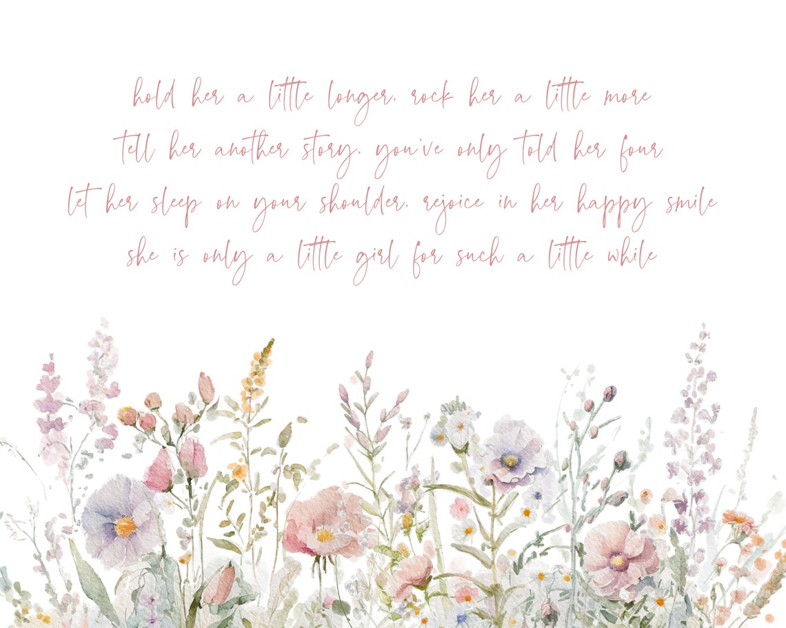 Hold Her a Little Longer Poem Blush Wildflower Nursery Print - Image 2