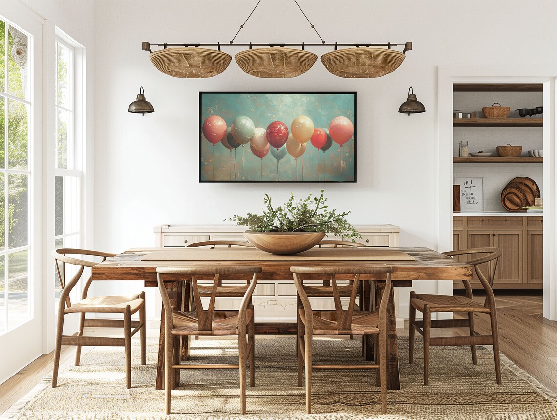 Vintage Birthday Balloons Art Print, Frame TV Decor - Image 2
