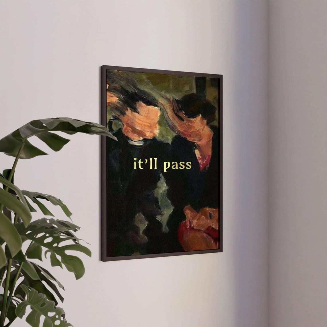 It'll Pass Moody Dark Floral Art Calm Comforting Quote Poster - Image 4