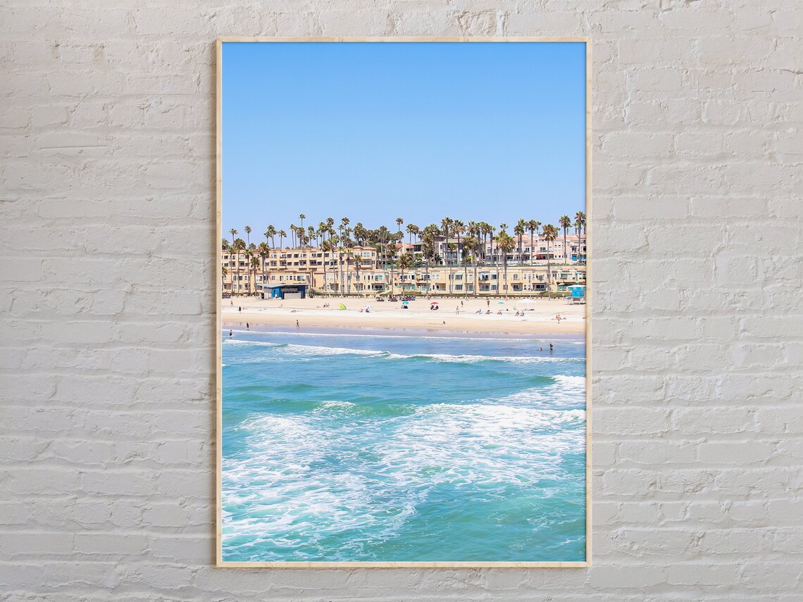 Oceanside California Beach Palm Trees Turquoise Surf Wall Art