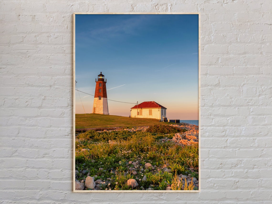 Point Judith Lighthouse at Sunset Rhode Island Coastal Poster