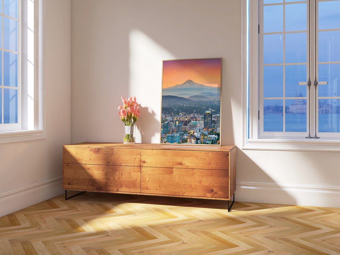 Portland Oregon Skyline Sunrise Mount Hood Mountain View Poster - Image 4