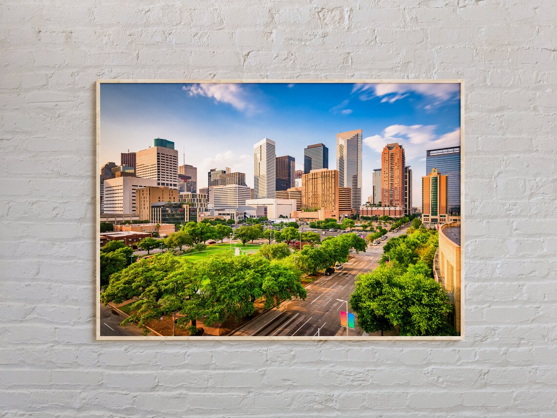 Houston Texas Downtown Skyline Daylight Real Photo City Poster