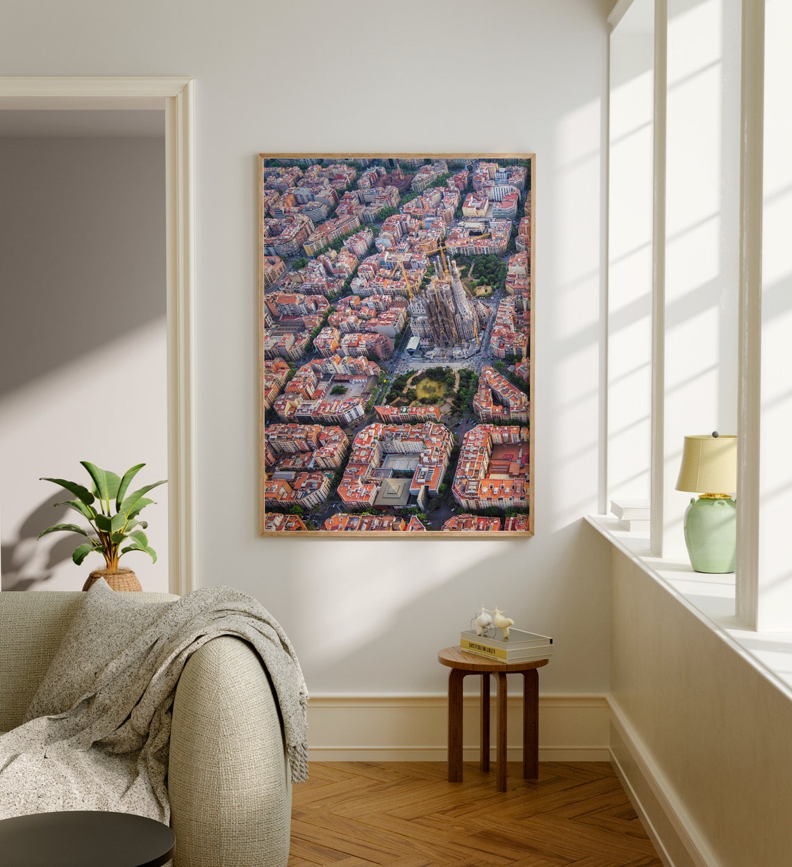 Barcelona Spain Sagrada Familia Aerial over Eixample Grid Poster - Image 5