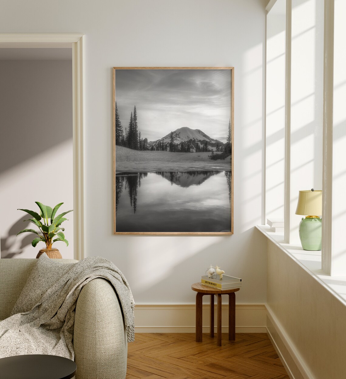 Mount Rainier Black And White Travel Poster Art Print - Image 5