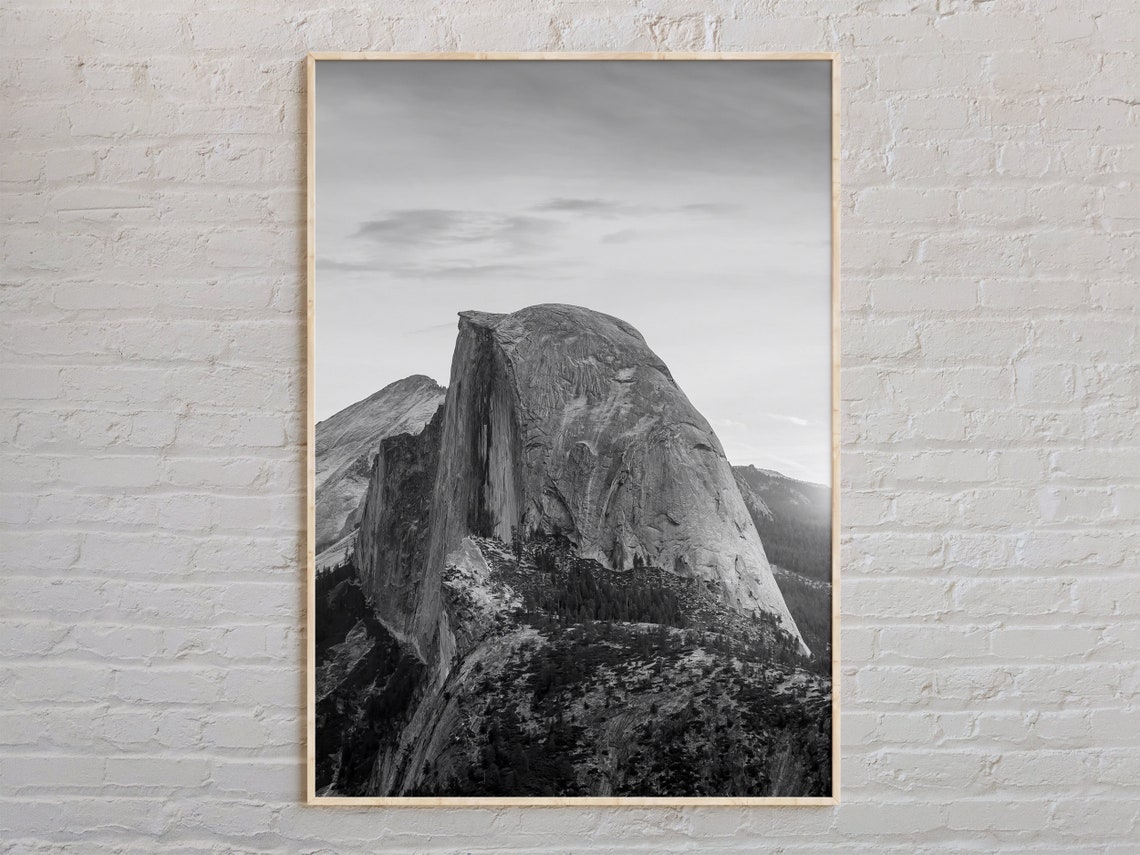 Half Dome Yosemite Black And White Granite Cliff Photo Poster
