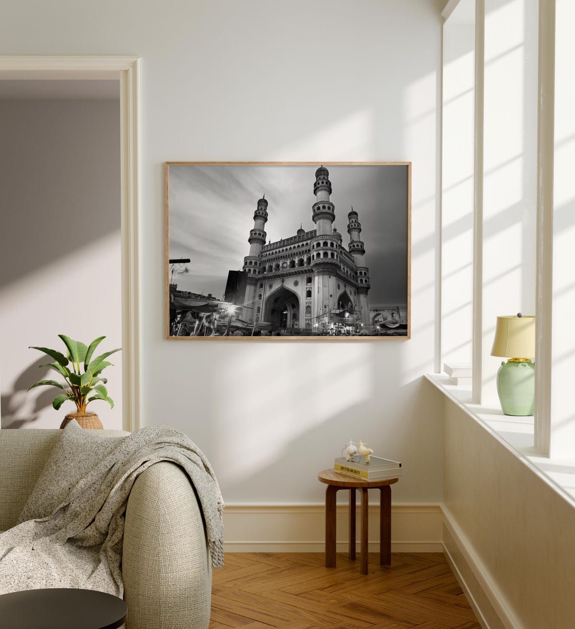 Hyderabad Charminar Monument Black and White Historic India Poster - Image 5