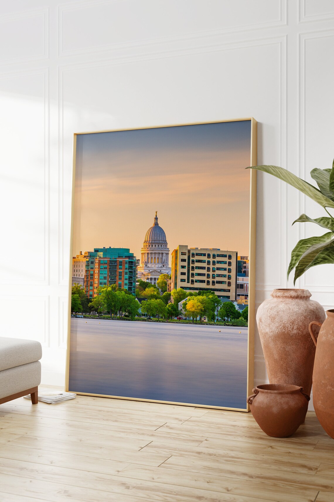 Madison Wisconsin State Capitol Sunrise Lake Monona Skyline Poster - Image 2