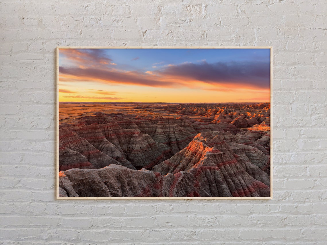 South Dakota Badlands Sunrise Eroded Hills National Park Poster