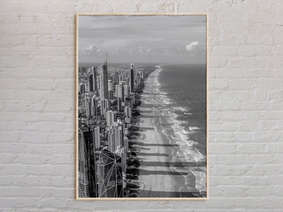 Black And White Gold Coast Print Wall Art Poster Photo Australia